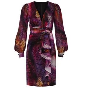 flor et.al Lauper Dress Long Sleeve Mini Snake Print Size 8